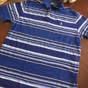 Men's Ralph Lauren Cotton Blue Stripe Polo Shirt